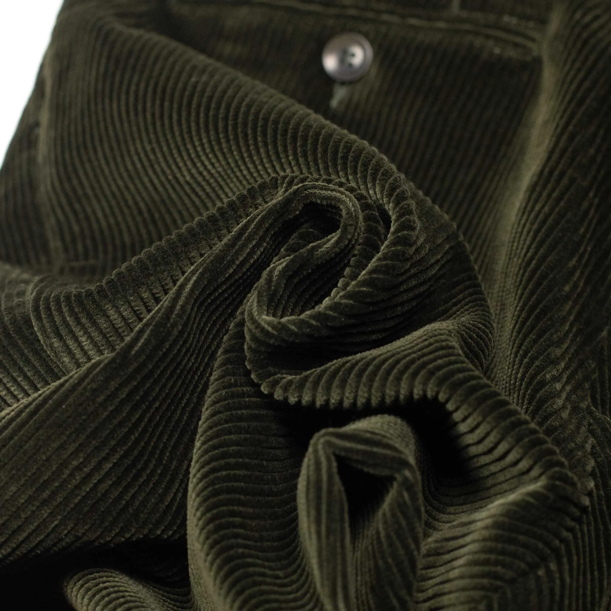 Manhattan pleated high-rise wider fit tapered trousers in dark green Brisbane Moss cotton corduroy