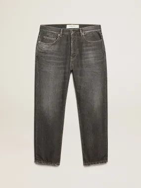 Men's black jeans with stonewashed effect