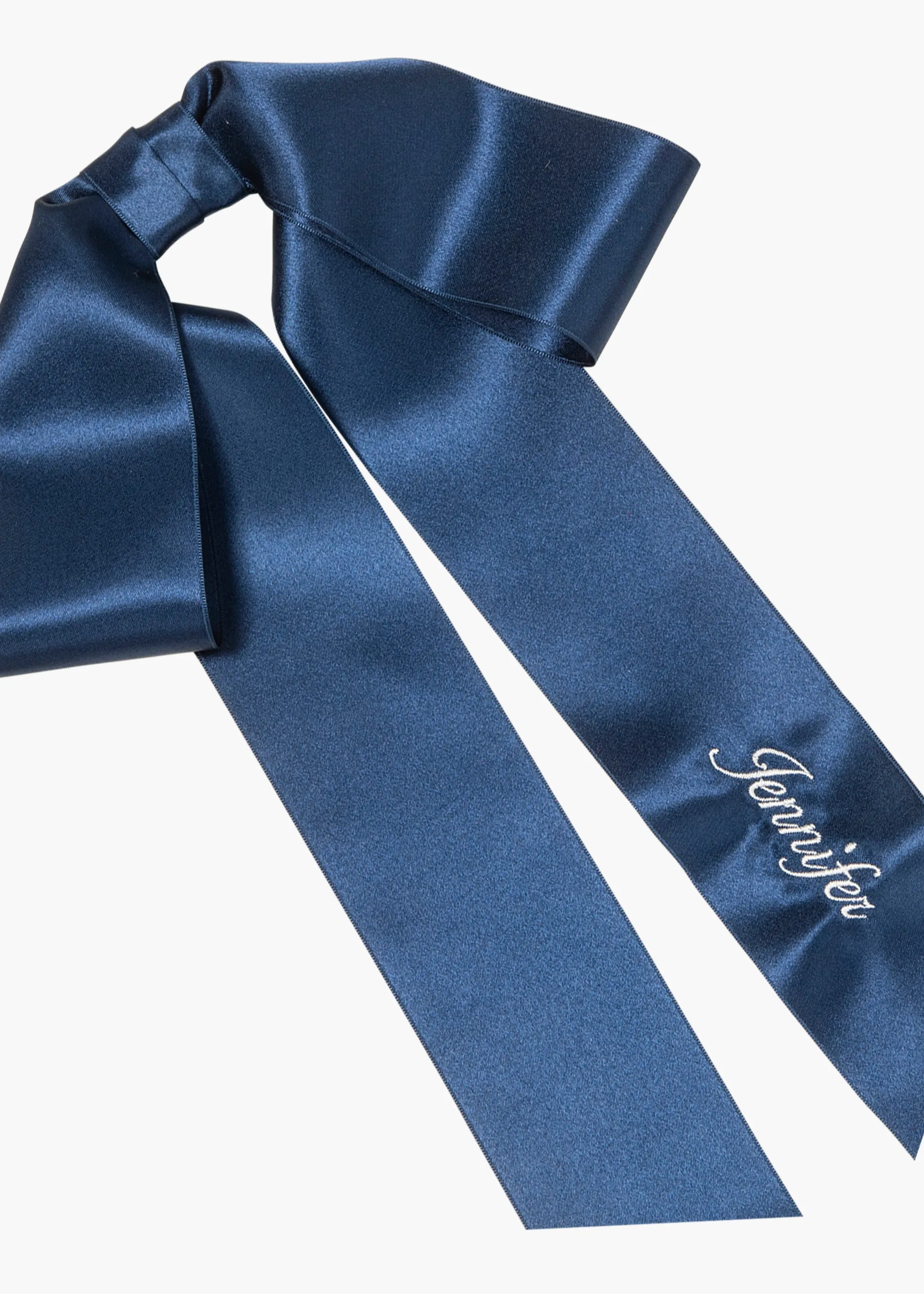 Monogram Adley Satin Bow Barrette -- Navy