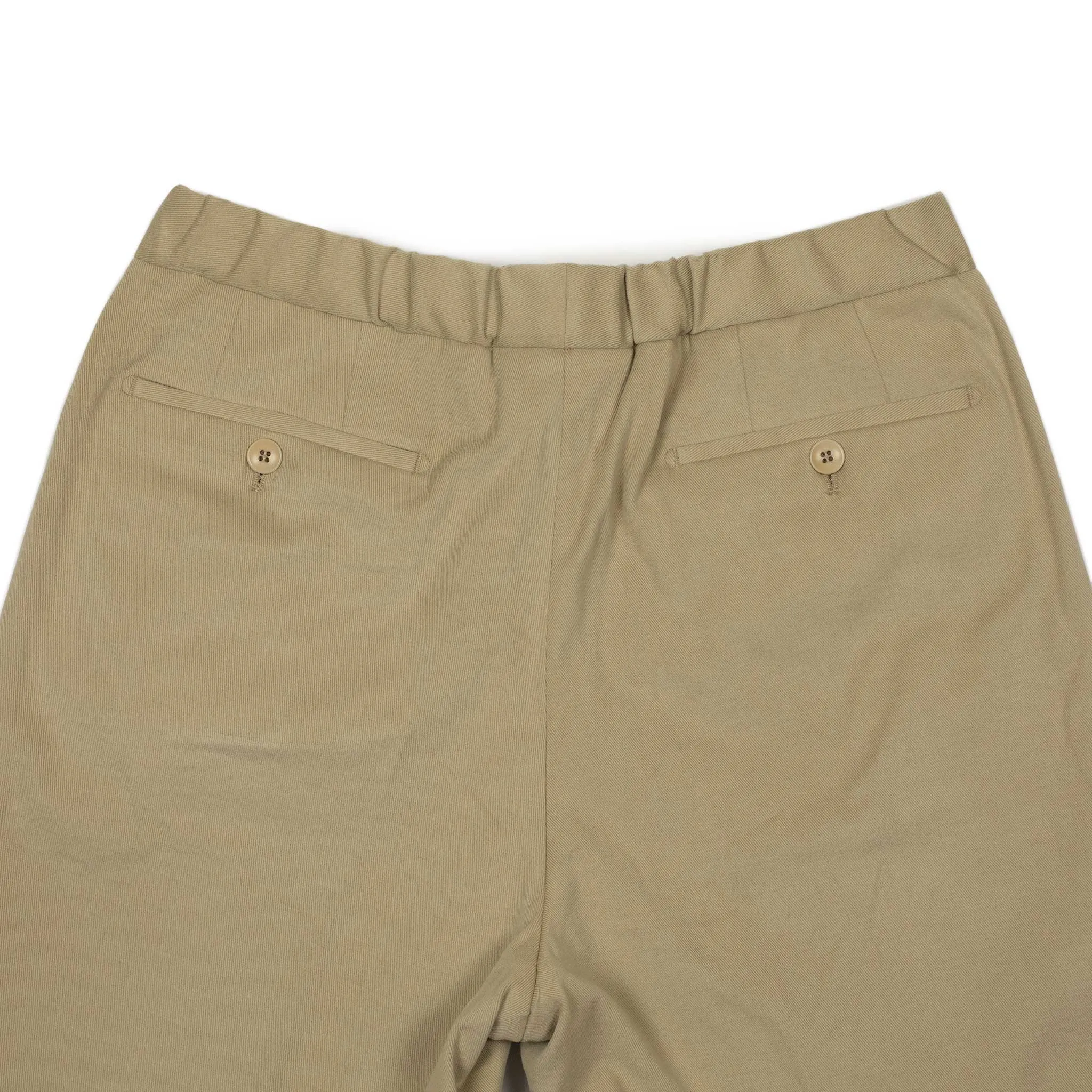 Pleated easy pants in beige cotton twill (restock)