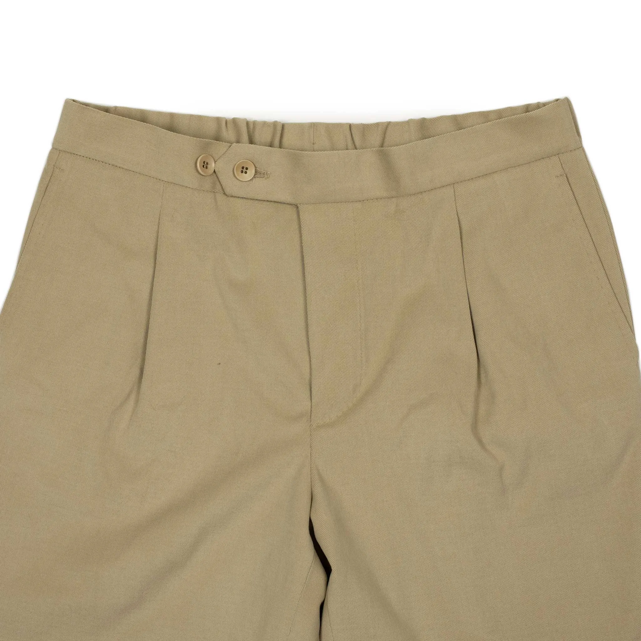 Pleated easy pants in beige cotton twill (restock)