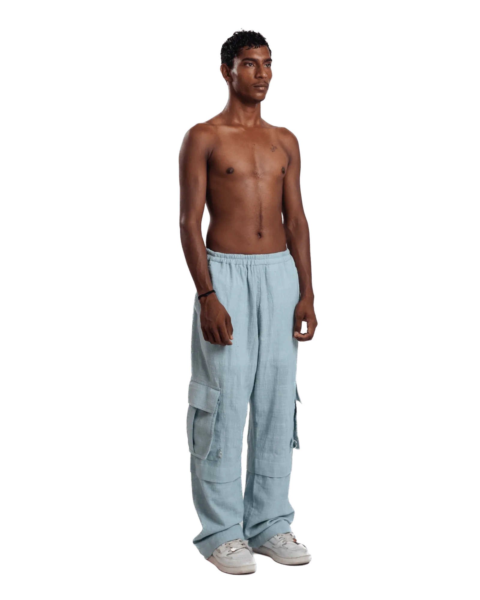 "Sky Drift" Handwoven Cotton Cargo Pants