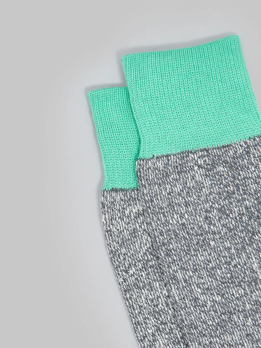 ROTOTO Double Face Crew Socks "Silk & Cotton" Mint/Grey