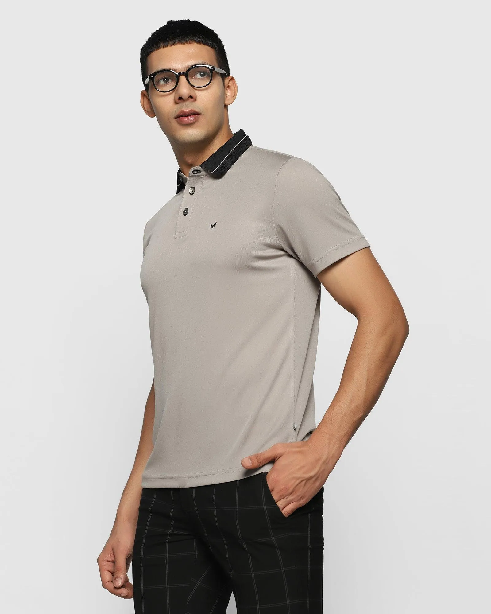 TechPro Polo Ash Grey Solid T-Shirt - Susan