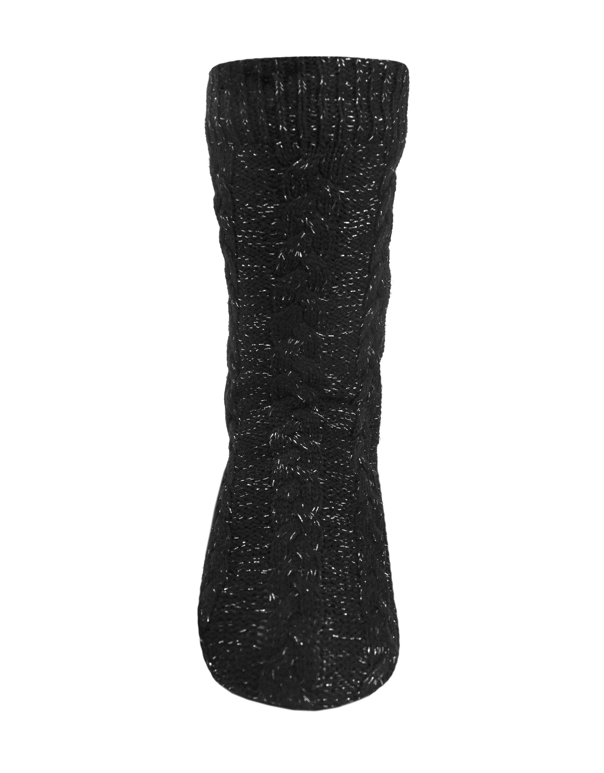 The Margot Slipper Sock - Black/Silver Lurex