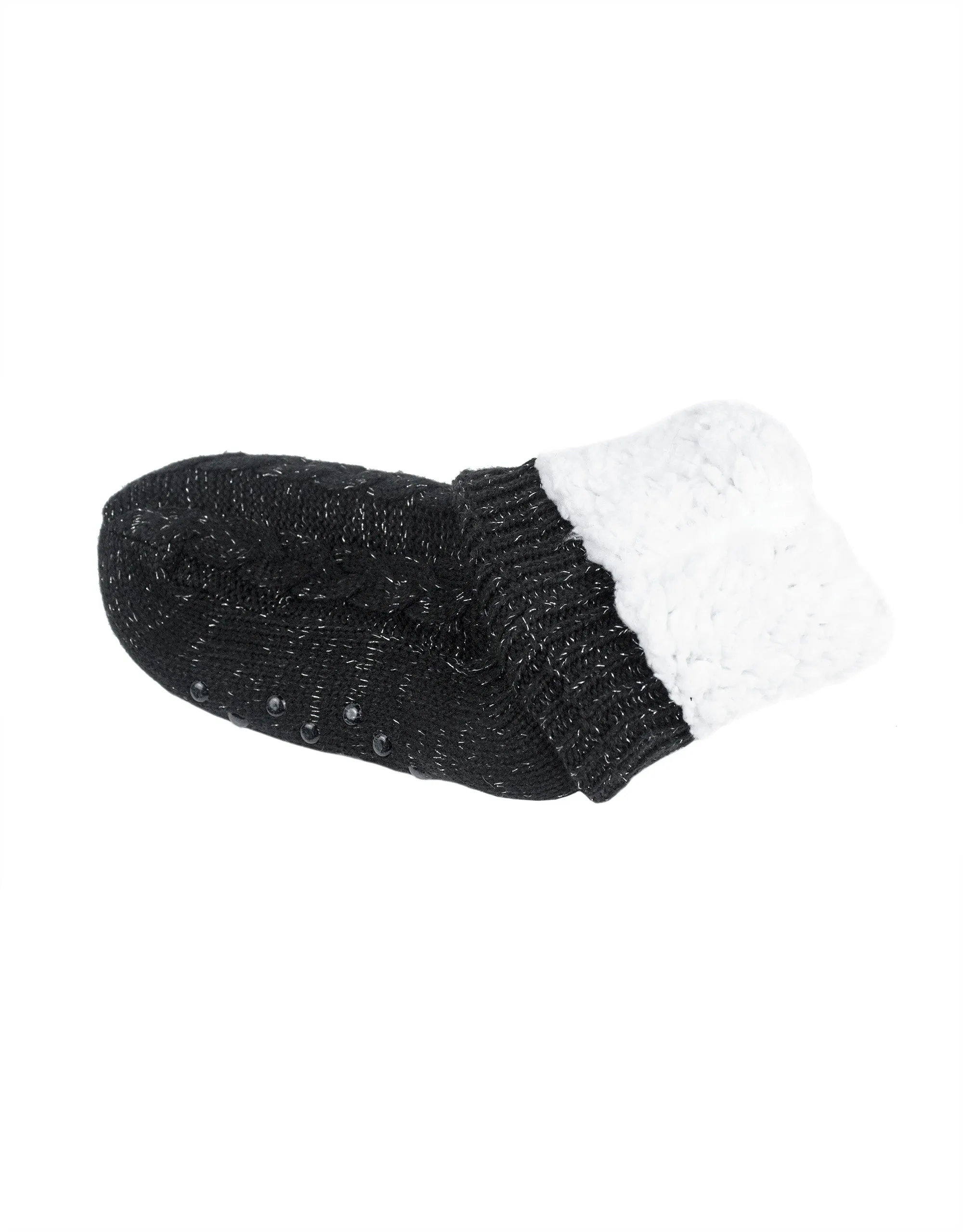 The Margot Slipper Sock - Black/Silver Lurex