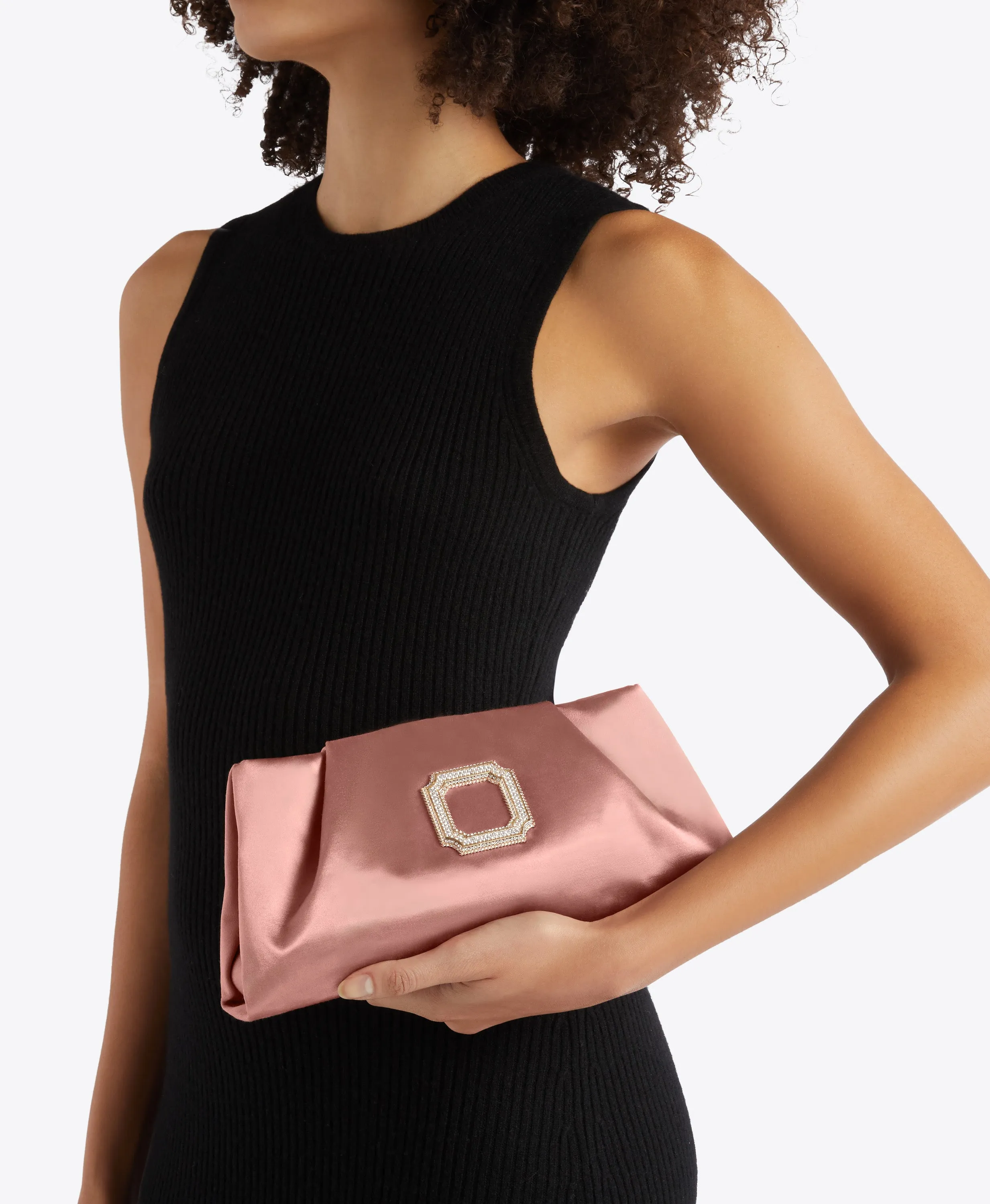 Vittoria Pink Satin Clutch Bag