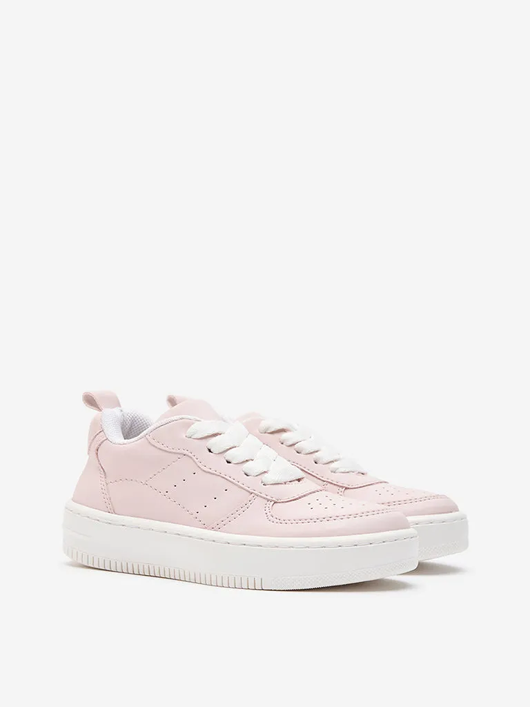 Yellow Light Pink Monotone Lace-Up Sneakers