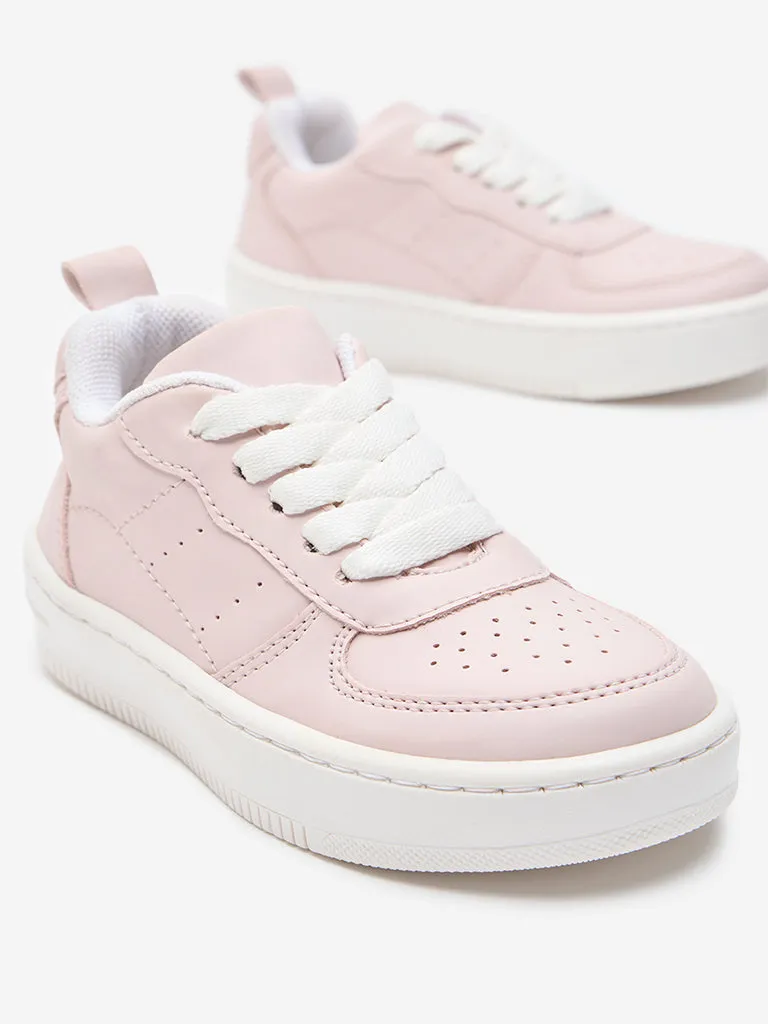 Yellow Light Pink Monotone Lace-Up Sneakers